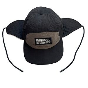 NWOT 10 Barrel Brewing Black Insulated Fleece EarFlap Cap Winter Hat Adjustable